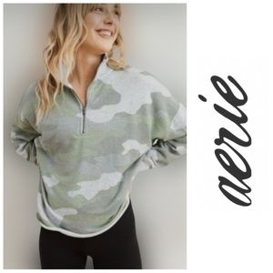 Aerie Camo Half Zip Pullover